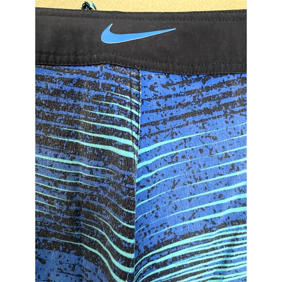 Nike Swim Shorts Men 30 Blue Board Trunks Swoosh Performance Green Bottoms - Picture 4 of 14